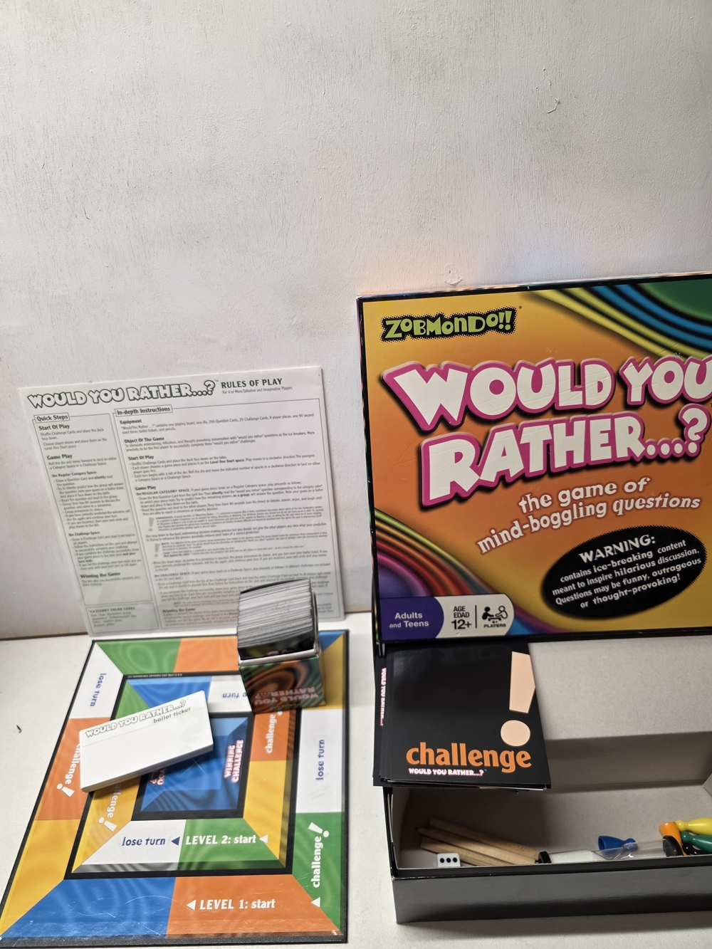 Zobmondo Would You Rather Board Game Mind-Boggling Questions 2003 Party Game